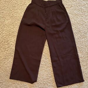 Dark Brown Wide-Leg Trousers